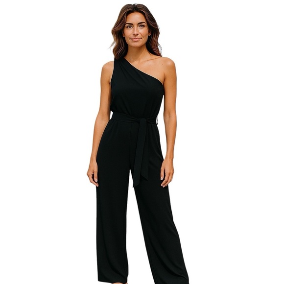 Jay Godfrey Nadine Jumpsuit in Black Size 6 NWT One Shoulder straight leg - Picture 1 of 13